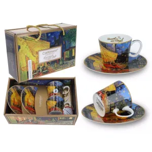 Komplet dwóch filiżanek Carmani 125ml espresso ze spodkami - V. van Gogh, Taras kawiarni nocą
